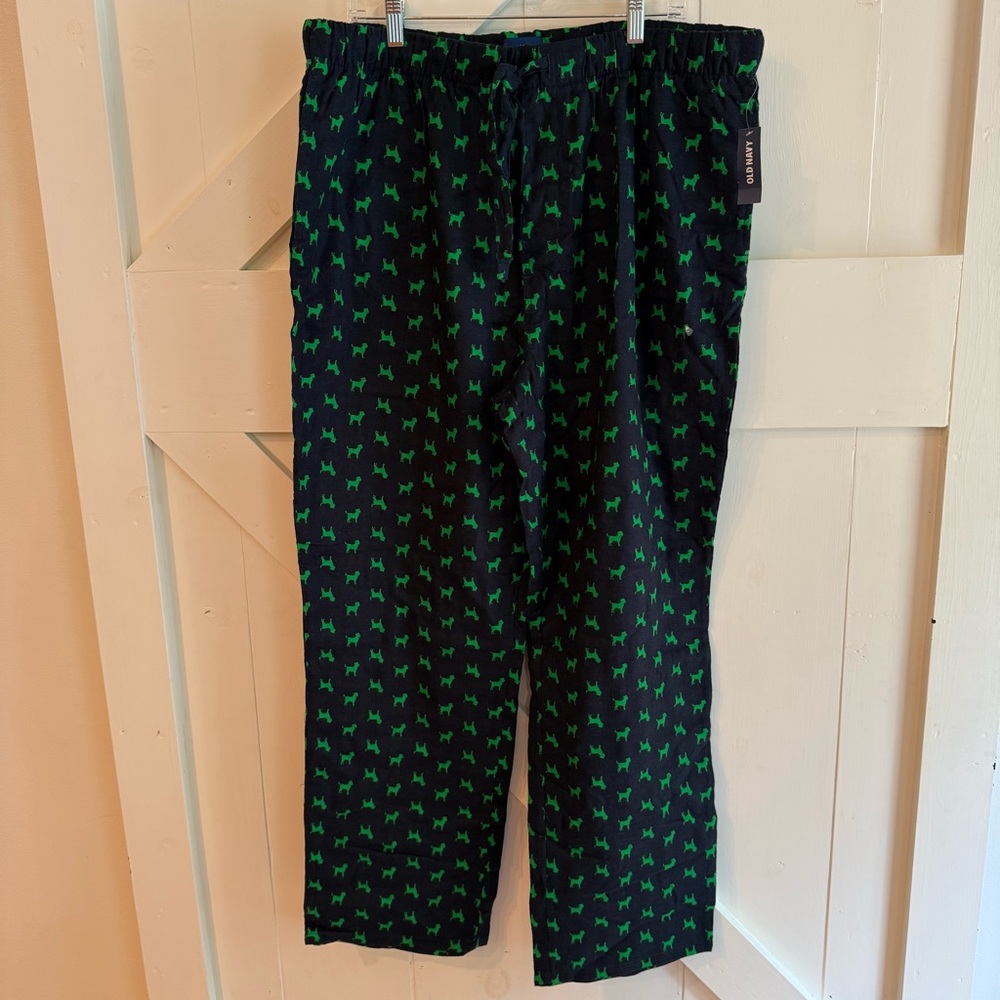 Old Navy Men’s Navy Pajama Pants with Green‎ Dog Pattern Size XL New with Tags